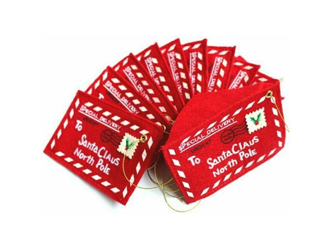 Papelaria Caixa De Correio Do Papai Noel, Poste De Natal Norte, 10 Peças, Cartas Para O Papai Noel, Envelope De Feltro Bordado, En-aquaforge
