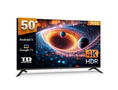 Smart Tv 50 Polegadas 4k Hey Google Official Assistant Com Controle De Voz Televisão Android 14 Td Systems Prime50c21gle