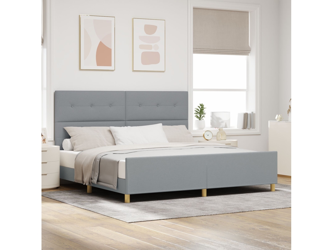Cama Cinza Lovely Home Madeira Tecido Cinzento (200x200)