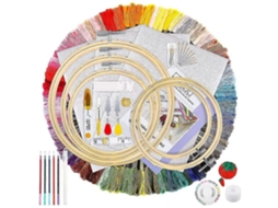 Lurelia Kit Bordado Ponto Cruz Bambu 100 Peças 30,5 X 45,7 Cm 5 Bastidores Preto Bolsa Decorativa