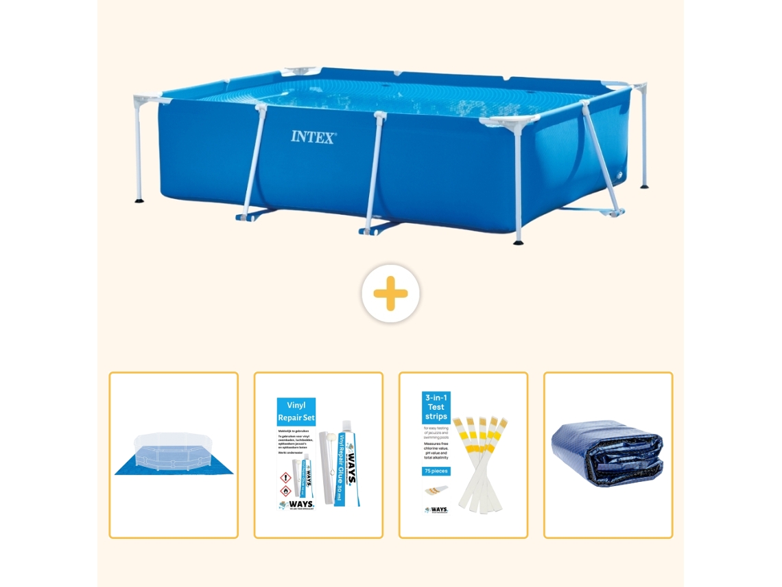 Piscina com Estrutura Retangular 220x150x60 Cm 5 peças S22341 INTEX