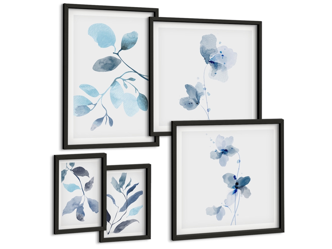 Conjunto De Pinturas Acentos Vegetais Azuis Espelharte (5 Peças)