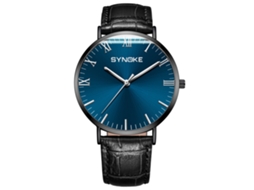 Relógio de quartzo analógico masculino Synoke com mostrador redondo em aço inoxidável, modelo 9106.