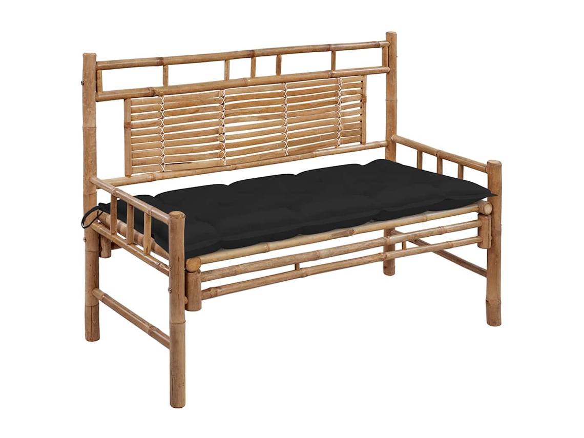 Vidaxl Banco De Jardim Com Almofadão 120 Cm Bambu