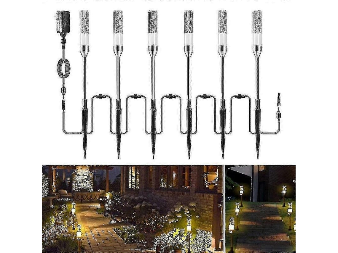 Luzes De Jardim De 6 Peças 12v Led Impermeáveis Ip65 Com Cabo Conectável 6,8m Para Caminhos E Jardins