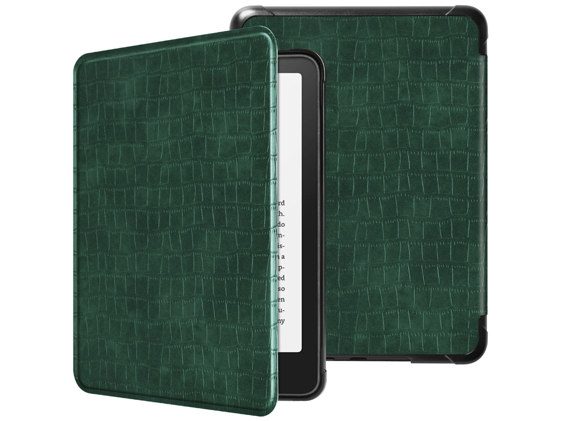 Capa Panoona Para Kindle Paperwhite 7 Polegadas 2024, Em Pele Sintética Com Padrão De Crocodilo Verde