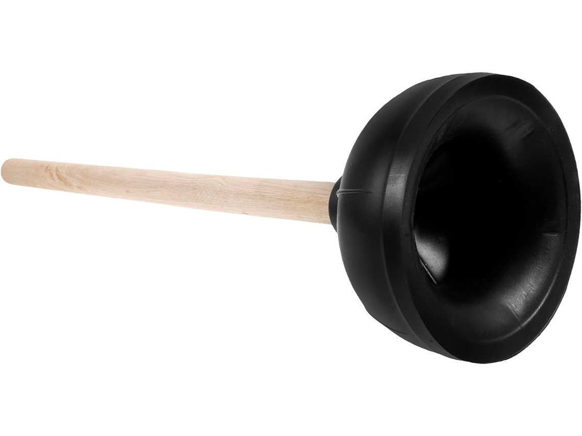 Desentupidor De Vaso Sanitário Em Borracha Natural Com Cabo Ergonômico De Madeira.