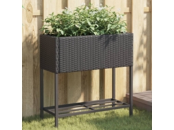 Vidaxl Canteiro De Jardim Com Prateleira 2pcs 70x28x70cm Vime Pe Preto