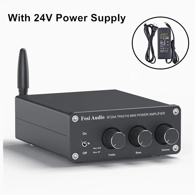 (preto 24v) Amplificador Receptor Bluetooth 5.0 Amplificador De Potência De Áudio Digital