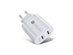 40w Porta Dupla Pd Usb C / Tipo C Carregador rápido para iPhone, iPad, plugue UE branco XIAOMOYU