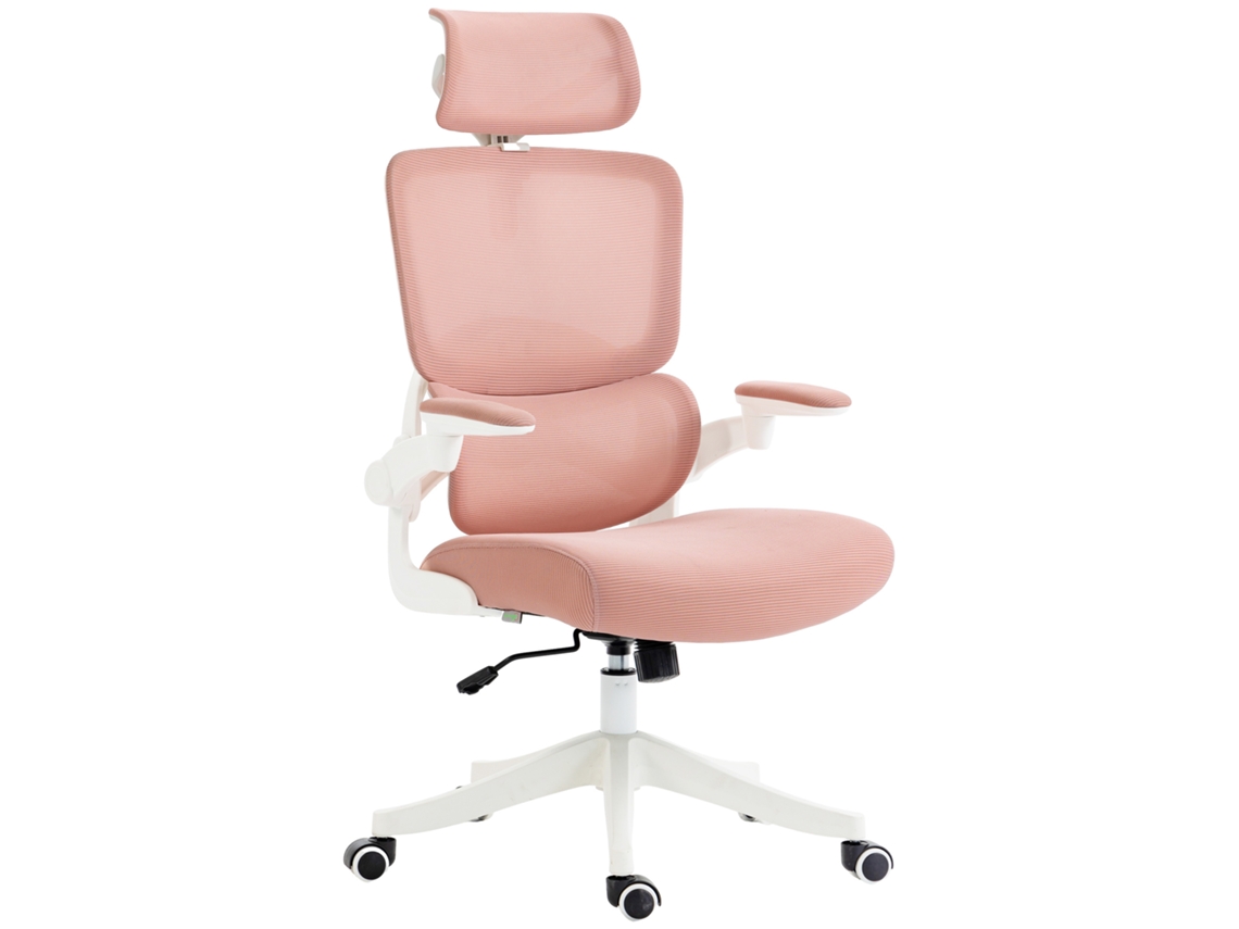 Cadeira de Escritório Giratória de Malha com Encosto Alto 62x58x120 133cm Rosa BTFORUS