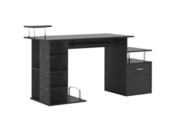 Mesa para Computador com Gavetas, Prateleiras e Bandeja Retrátil S/MARCA (152x60x88 cm) preto