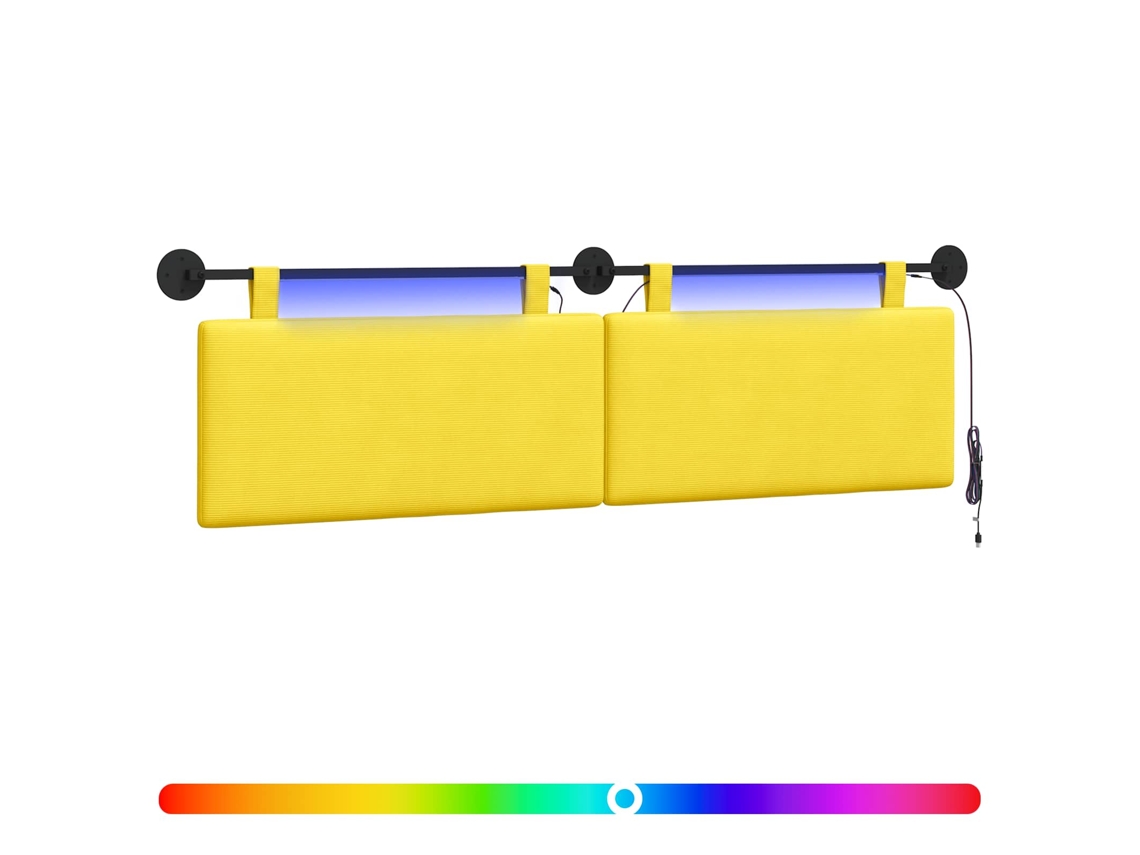 Conjunto 1 Cabeceira Suspensa Vidaxl Amarelo Cordão (190 X 55 X 5 Cm)