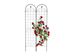 Conjunto De 2 Treliças De Jardim Pretas Com Detalhes Florais, 180 X 50 Cm