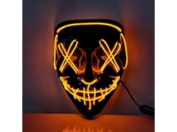 Máscara De Halloween Iluminada Laxiscreed Com Led Frio Assustador Para Cosplay Laranja