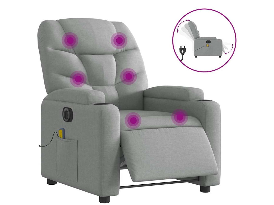 Electric Massage Recliner Chair, Electric Massage Recliner Chairs Vidaxl Cinzeto Tecido