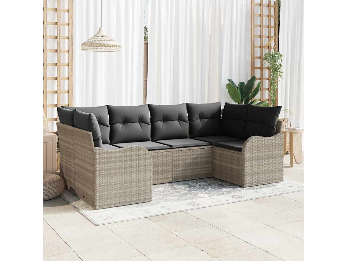 Vidaxl Conjunto De Sofá De Jardim 6 Pcs Cinzento-claro