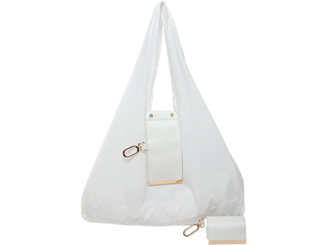 Bolsa Tote Expansível De Couro Para Mulheres E Meninas Com Chaveiro.