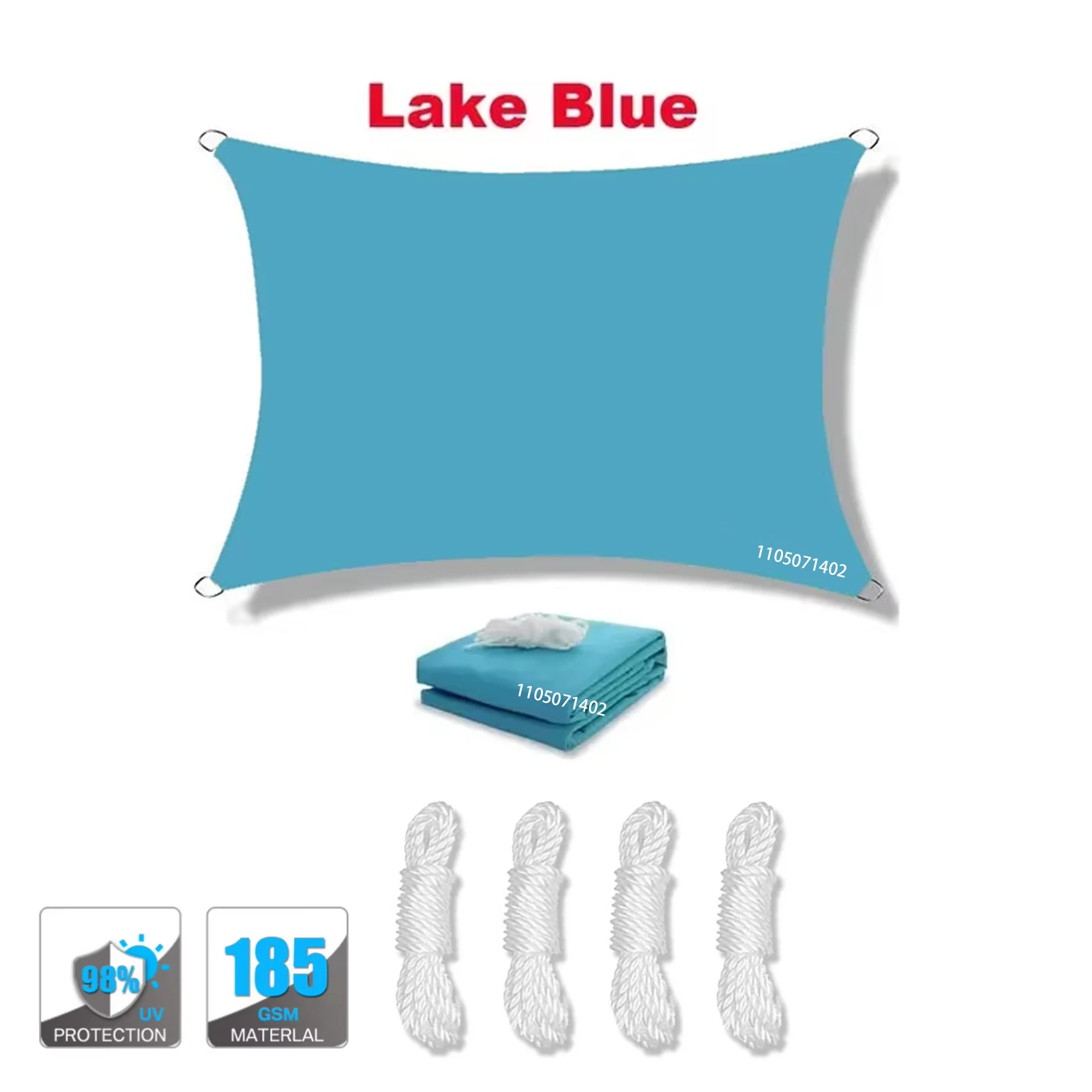 Vela de Sombra Impermeável, Resistente Aos Raios Uv, Adequada para Pátios, Jardins, Quintais, Etc., com Argola em D. MDUG (azul Lago, 300x400cm)