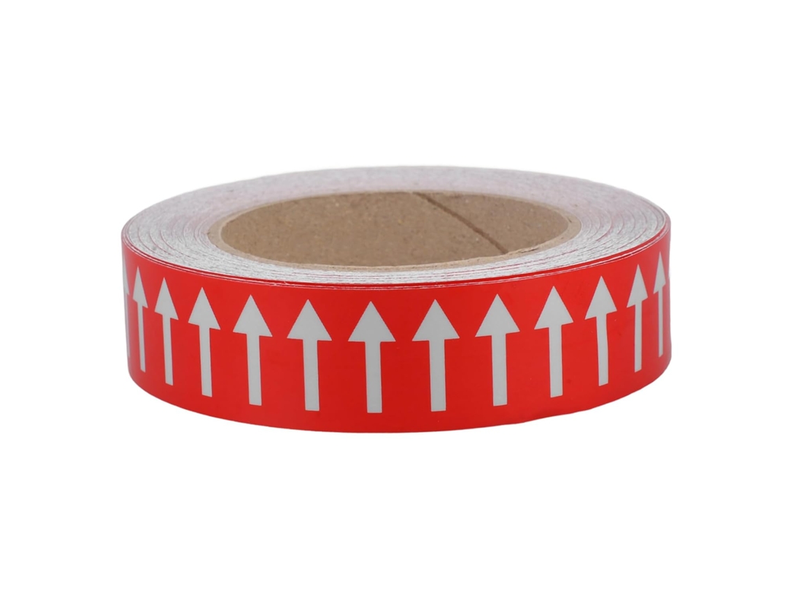 Adesivo Refletivo em Vermelho e Branco, Resistente À Água, com Seta Direcional para Sinalização. SFUSHOS
