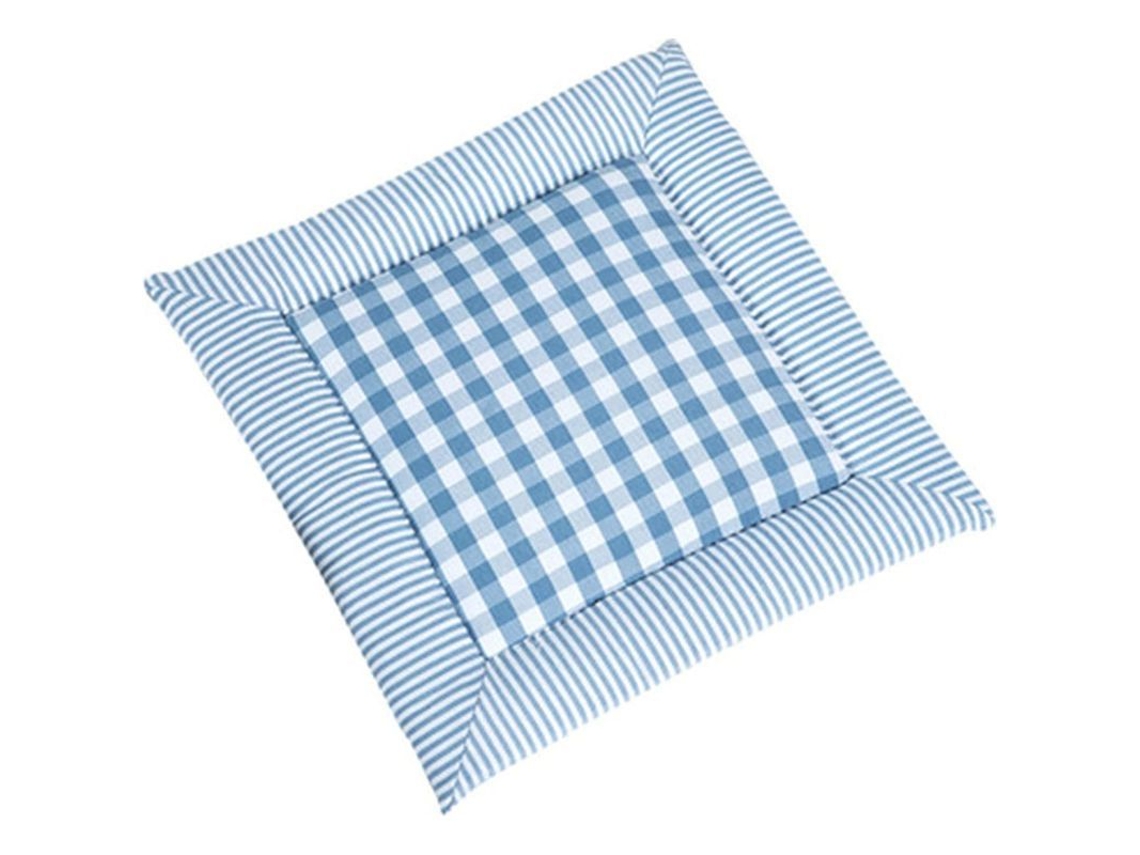 Almofadas macias para cadeira, em algodão e linho, com estampa xadrez, pacote com 2 unidades, 40x40cm, azul jeans.