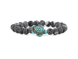 Pulseira De Contas De Tartaruga Marinha Com Turquesa Sintética, Elástica E Ajustável Para Homens E Mulheres. Nostalgia88