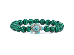Pulseira De Contas De Tartaruga Marinha Com Turquesa Sintética, Pulseira Elástica Para Nostalgia88