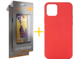 Kit Capa e Película Vidro Full2X  iPhone 11 Pro Max Accetel Silicone Vermelho