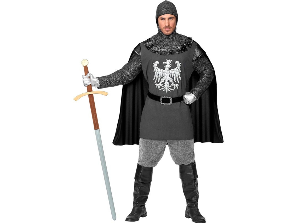 Fato de cavaleiro águia cinza com capa para homem