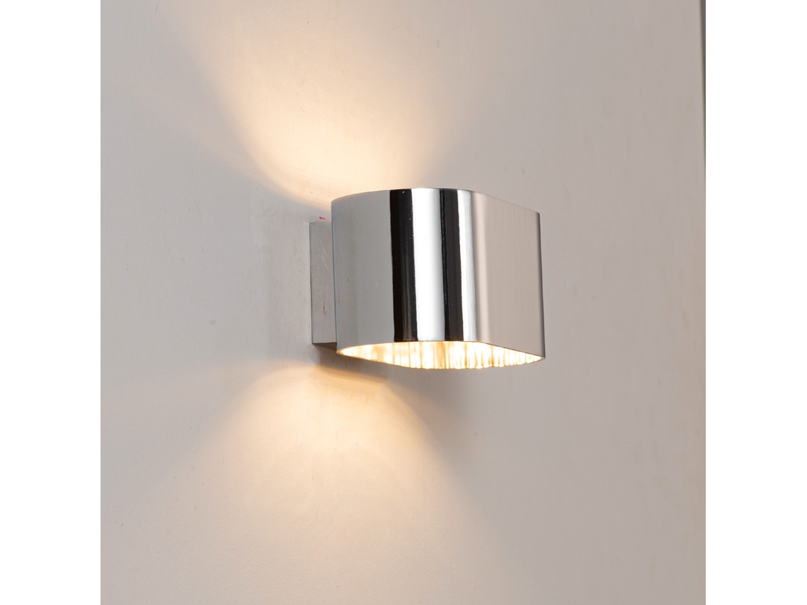 Luminária de parede interna ALPINALUZ cromada “bayona Pro” com encaixe metálico superior e inferior G9 (lâmpada não incluída)