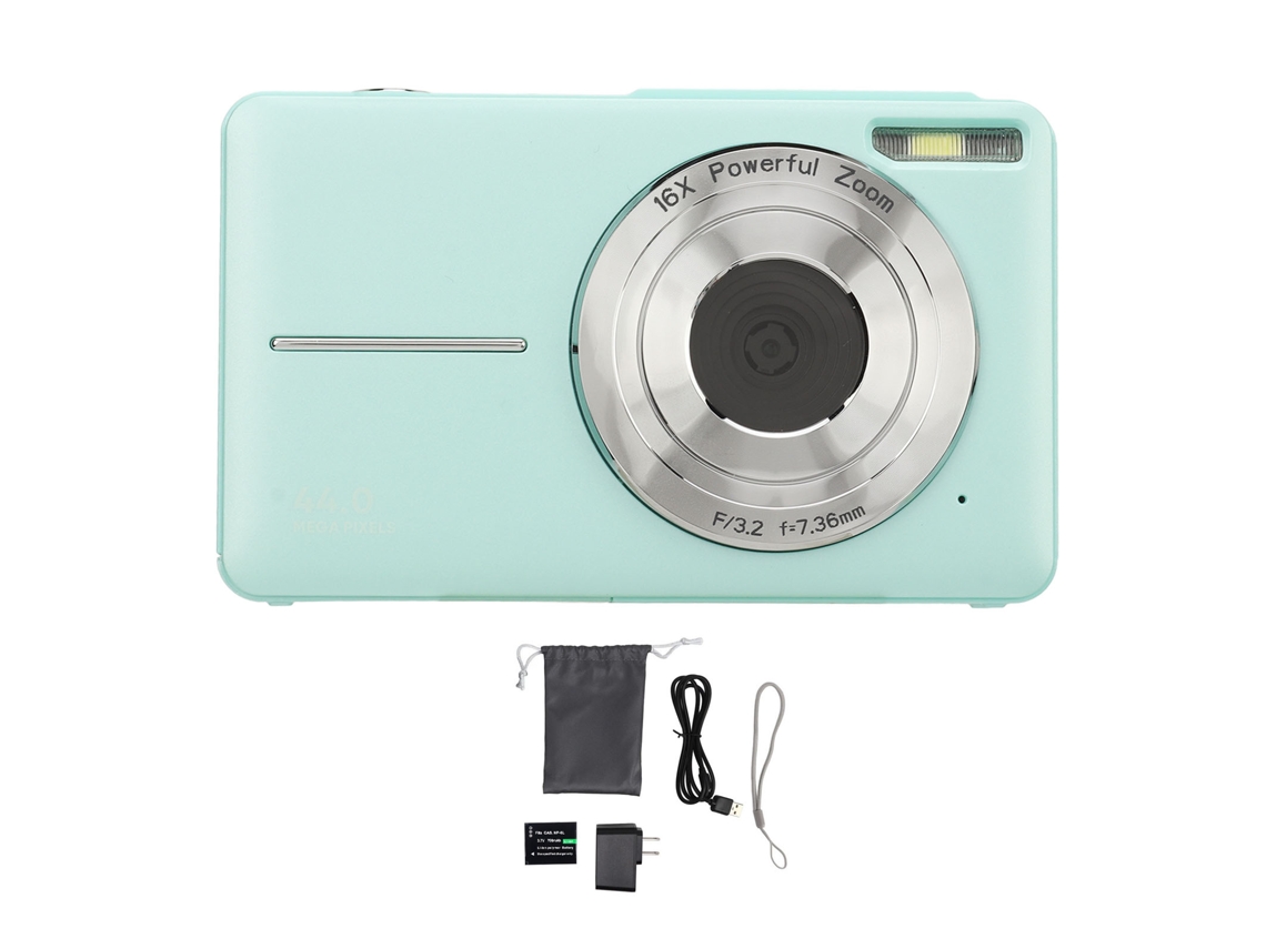 Câmara Digital 44mp 1080p Hd 16x Zoom Autoenfoque Tela Ips 2,5 Polegadas Anti-shake De Bolso Para Viagens Gravação De Vida Verde Plug Us 100‑240v