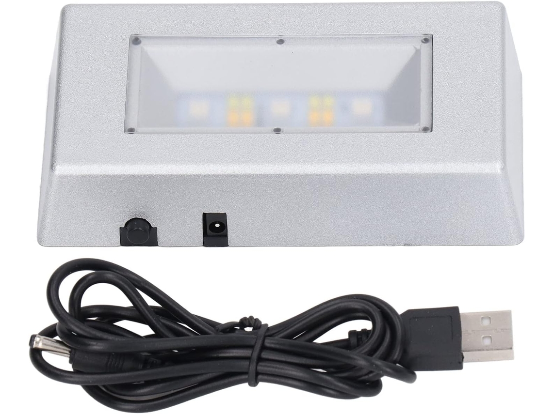 Base De Led Retangular Prateada Com Iluminação Multimodo E Cabo Usb Para Exibição Joias Cristais