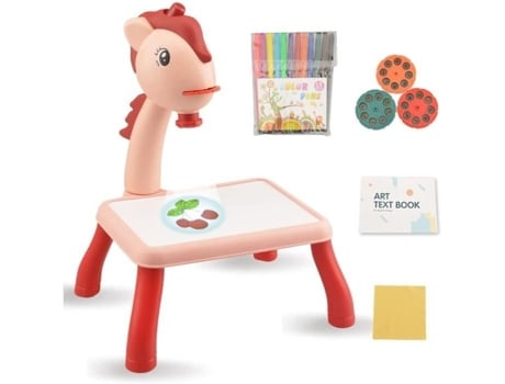 Mesa de projetor de desenho infantil, brinquedo de projetor de arte para traçar e desenhar, adequado para crianças com mais de 3 anos, rosa ZGEER