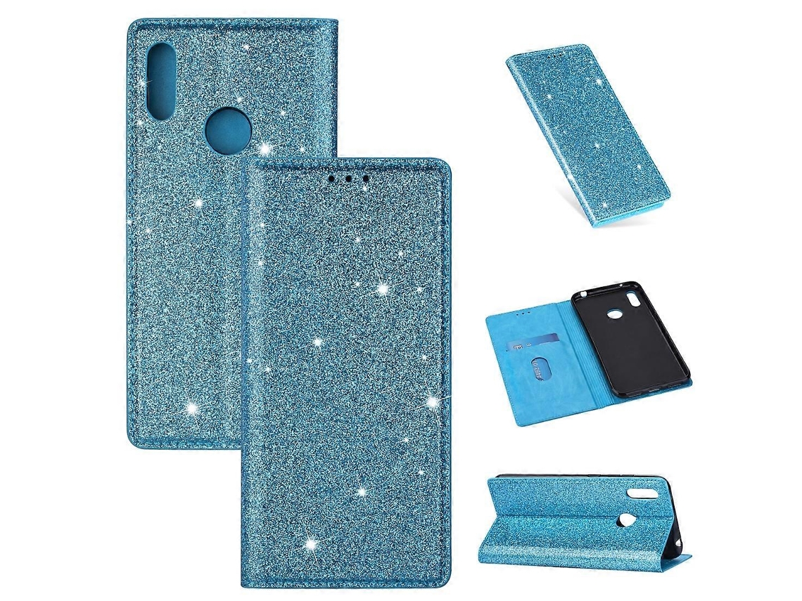 Capa De Couro Ultrafina Com Flip Horizontal Magnético E Glitter Com Suporte E Compartimentos Para Cartões Para Huawei Y7 (2019)