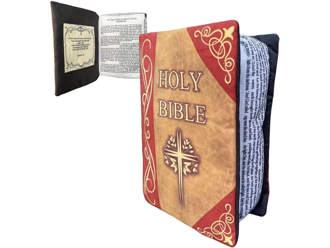 Almofada com Versículos Bíblicos Confortável em Formato de Livro da Bíblia, Decoração Religiosa para CHABERLU