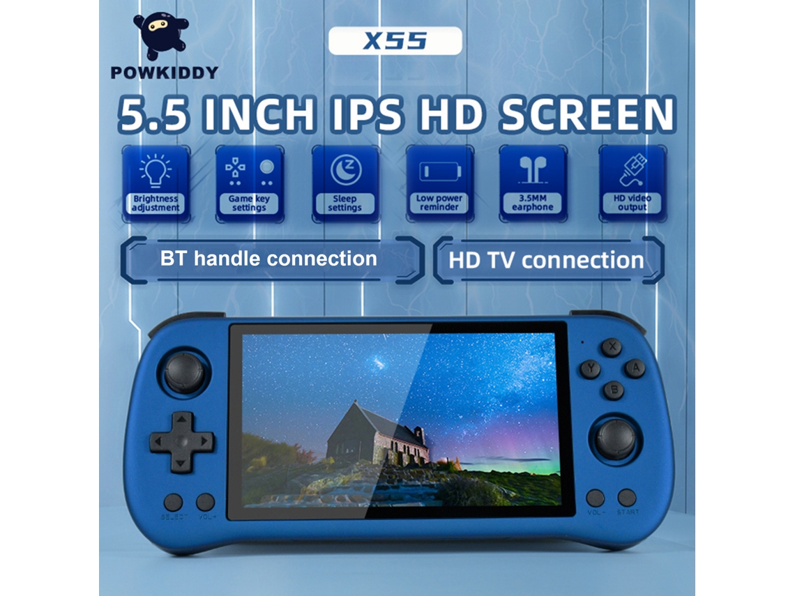 Console de Jogos Portátil EOOCOO com Sistema Open Source e Tela Ips 5,5 Polegadas