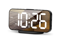 Despertador Digital para Quarto, Superfície Espelhada de Relógio Led de 6,7 com 2 Portas de Carregador Usb, Brilho Ajustável, Alarme Duplo, EHSTMIND