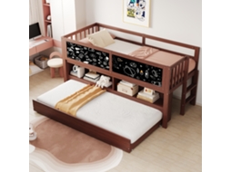 Cama Alta 90x200 Madeira Lousa Escada VOLTEDGE