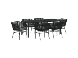Conjunto 7 Conjunto De Jantar Para Jardim Vidaxl Preto Aço Revestido A Pó (200 X 80 X 73 Cm)