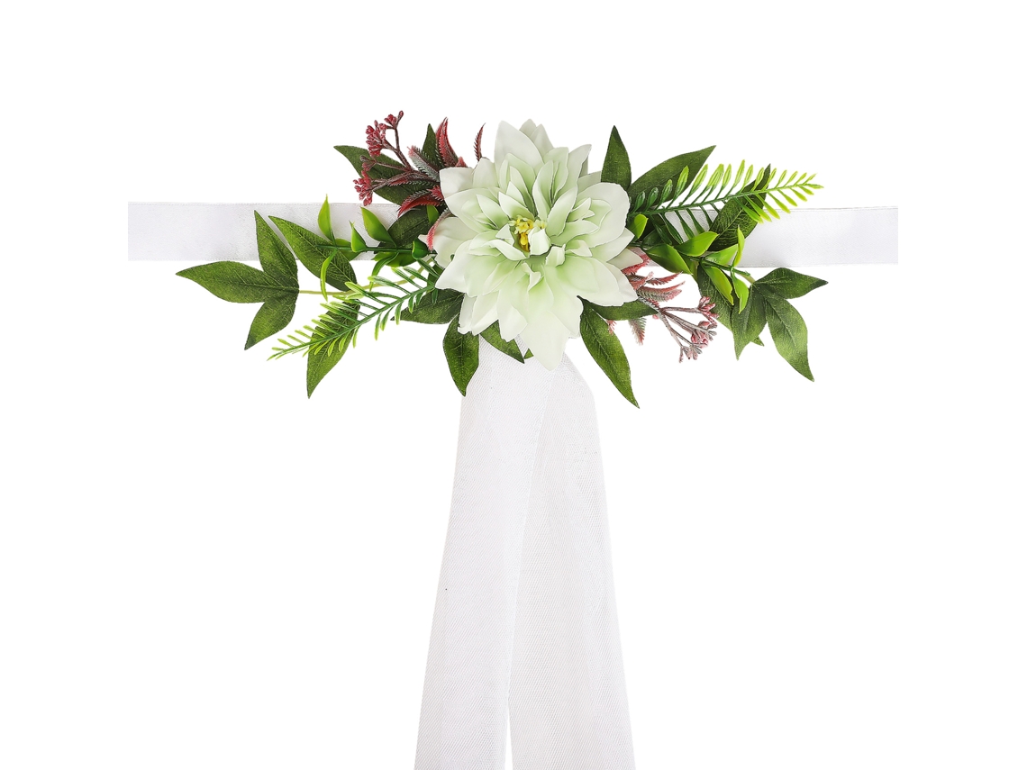 Laxiscreed Cadeira Decorativa Com Flores Artificiais Verdes Para Casa E Evento