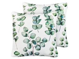 Conjunto De 2 Almofadas De Exterior Beliani Bosque De Poliéster Verde 45x45x12