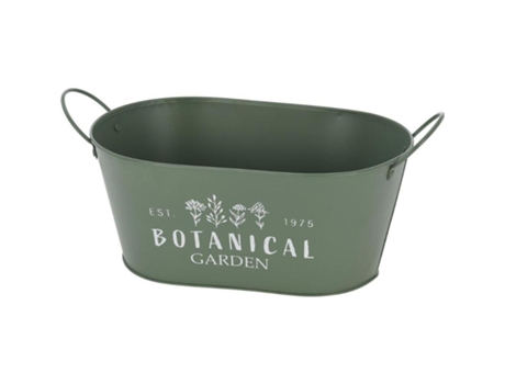 Macetero cesta chapa verde 26x16x12 cm