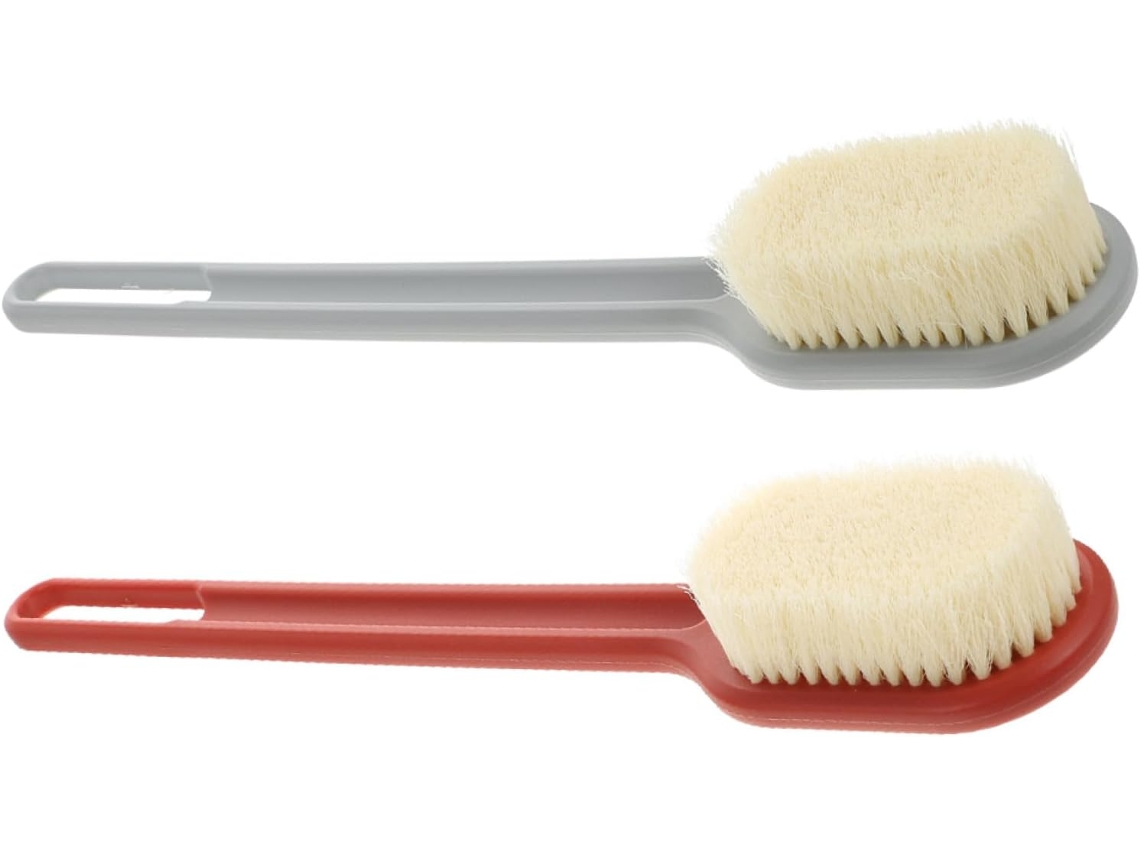 Conjunto Plafope Com 2 Escovas De Banho Cabo Longo, Cerdas Macias De Nylon, Escova De Banho Leve Para Limpeza Das Costas