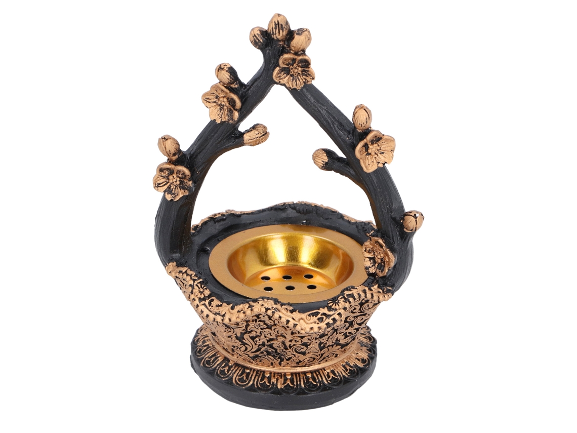 Base de incenso de resina decorativa com design floral LAXISCREED