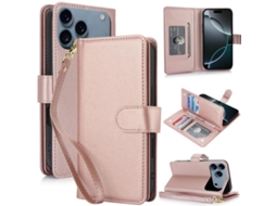 Capa Carteira De Couro Para Iphone 17 Pro Max - Com Rfid - Para Vários Cartões