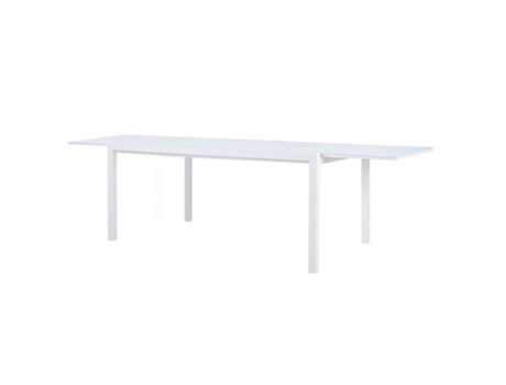 Mesa Conceito Retangular Extensível Alumínio Branco e Vidro Temperado Branco 150/225100
