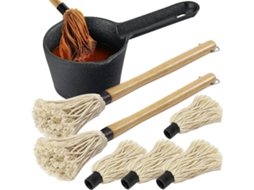 Jogo 7 Peças Acessórios De Churrasco Panela De Ferro Fundido 2 Mops De Molho Igvtrade (4 Reposições)