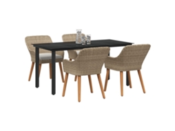 Maison Exclusive - Conjunto De Jantar Para Jardim Com Almofada 5 Pcs Bege Vime Pe