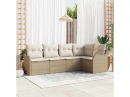 Vidaxl Conjunto De Sofá De Jardim 5 Unid. Bege Vime Pe
