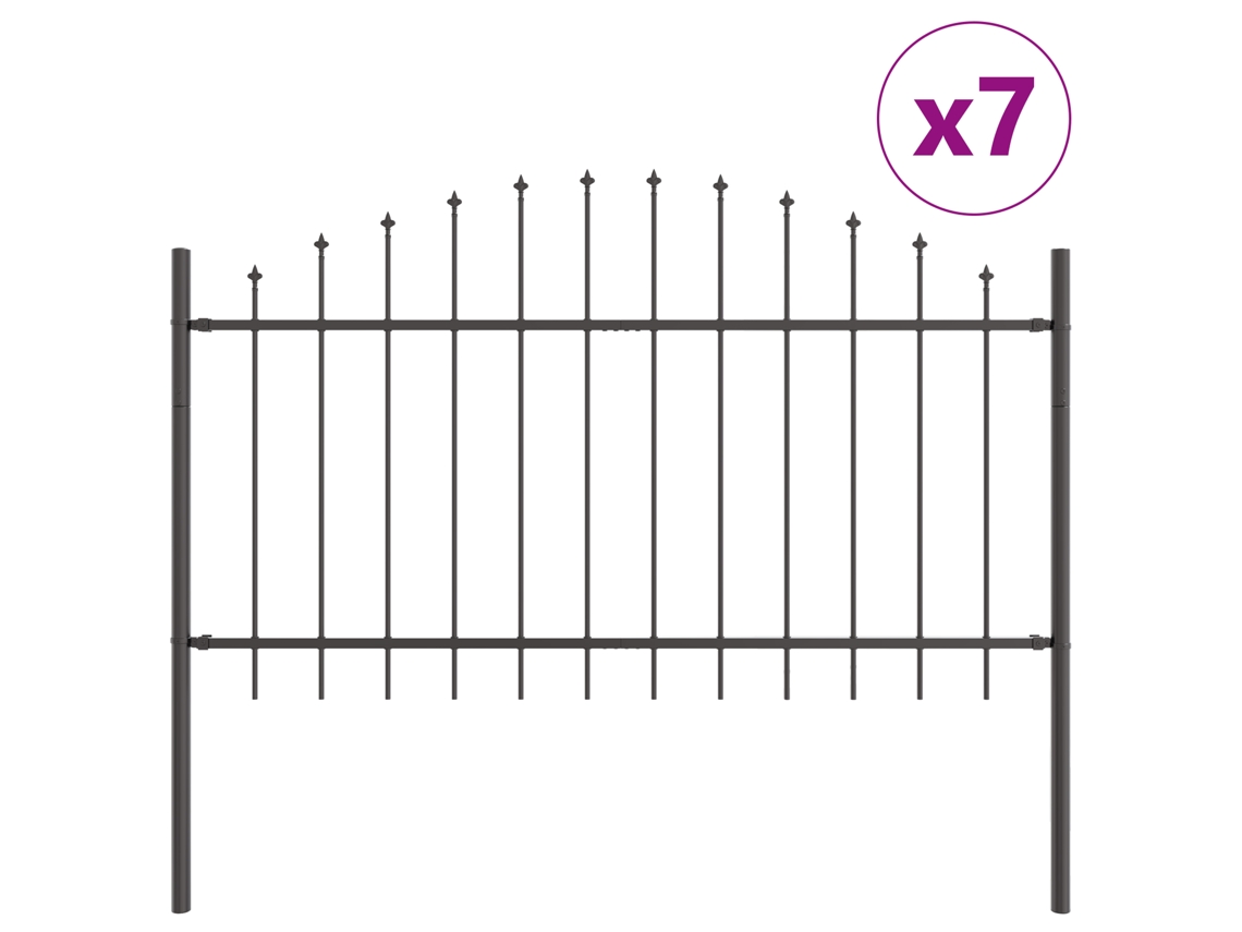 Conjunto 7 Barreira De Jardim Vidaxl Cinzento Aço Revestido A Pó (170 X 140 Cm)